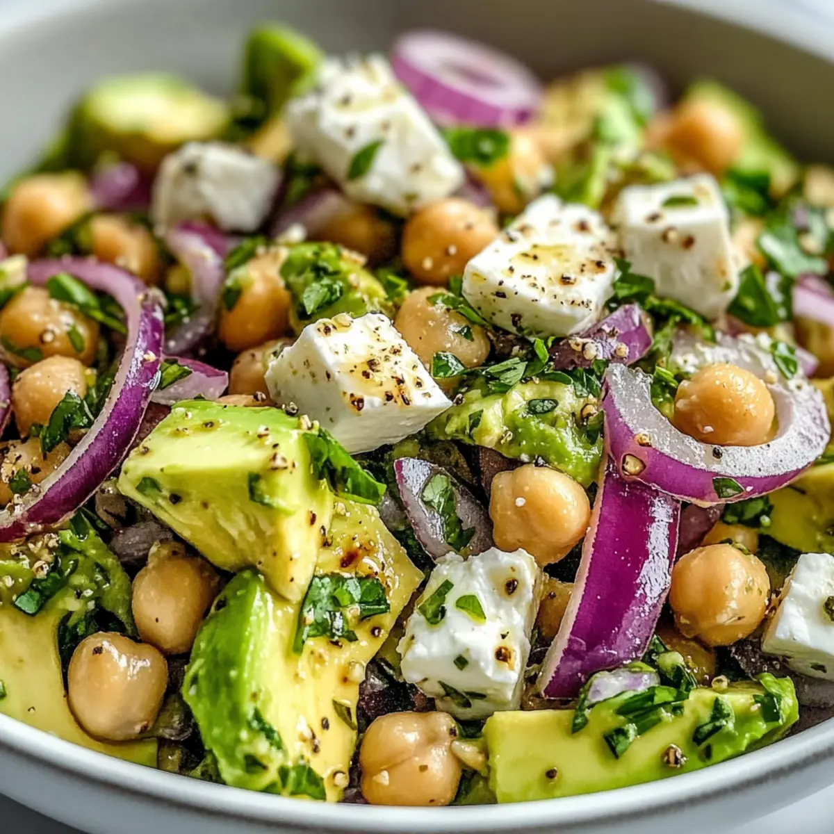 Chickpea Feta Avocado Salad