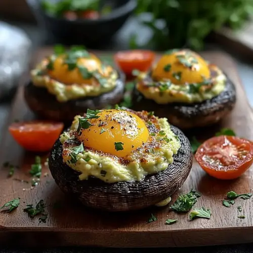 Avocado and Egg Stuffed Portobello Mushrooms