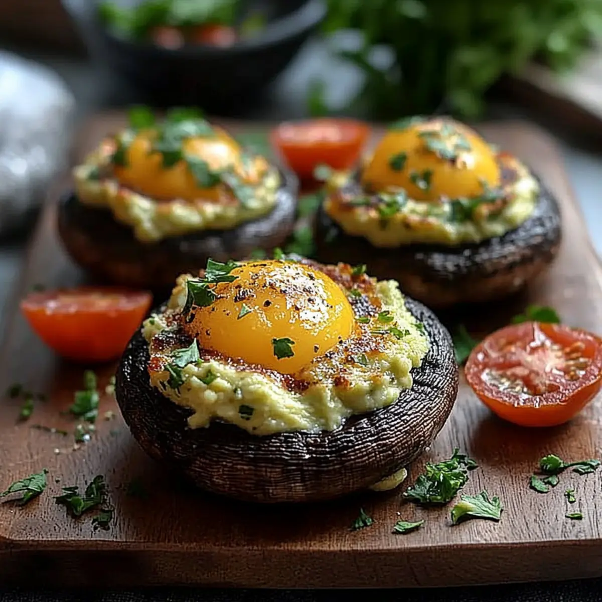 Avocado and Egg Stuffed Portobello Mushrooms