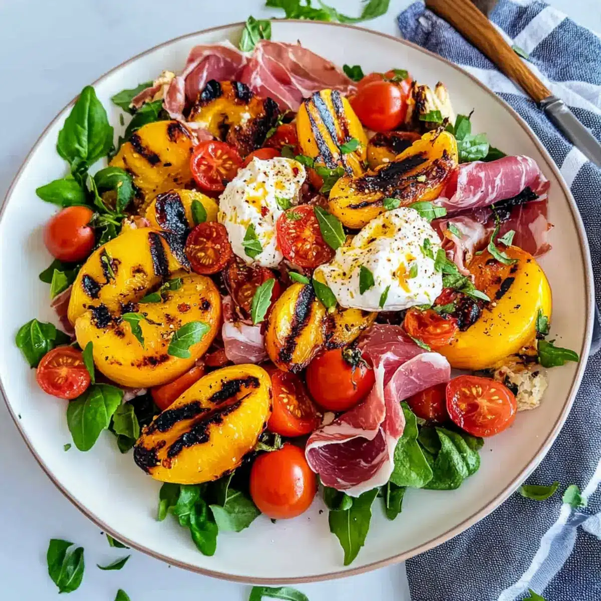 Grilled Nectarine Burrata Prosciutto Salad