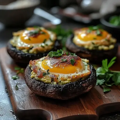 Avocado and Egg Stuffed Portobello Mushrooms