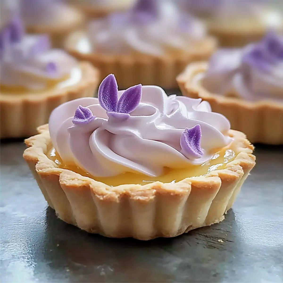 Mini Lemon Tart with Lilac Meringue
