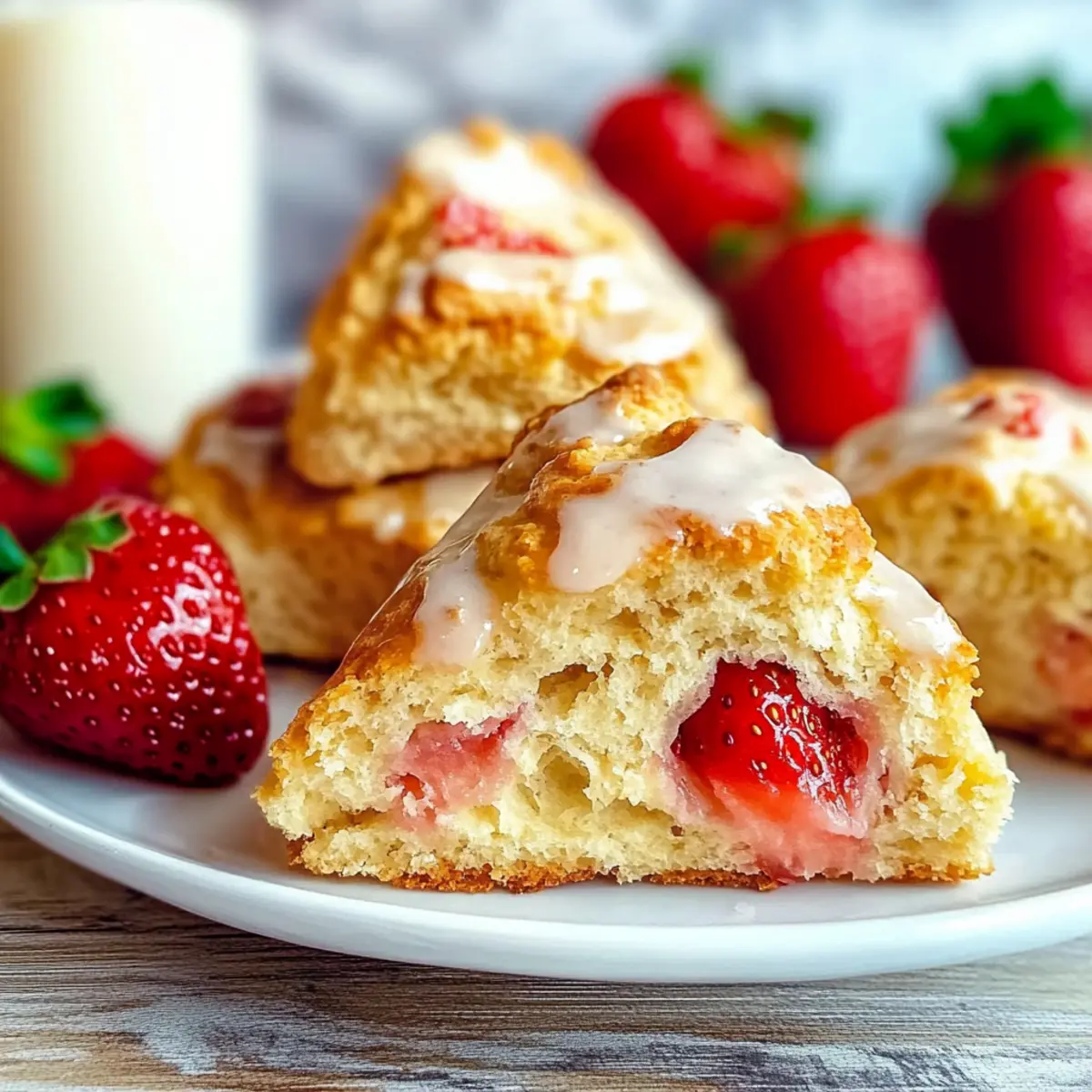 Strawberry Scones with Zesty Lemon Glaze