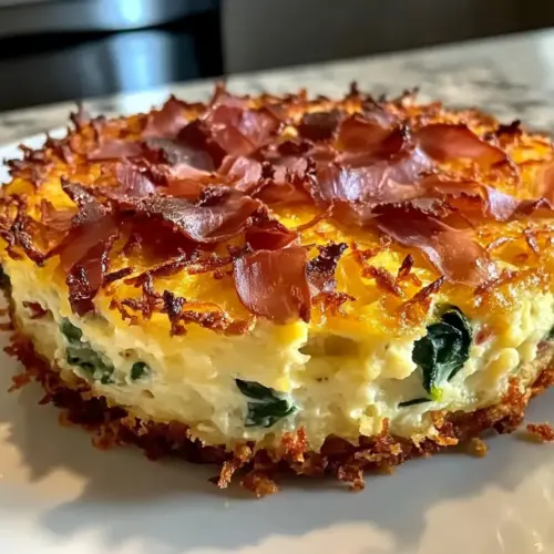 Crispy Hash Brown Crust Quiche Recipe with Prosciutto