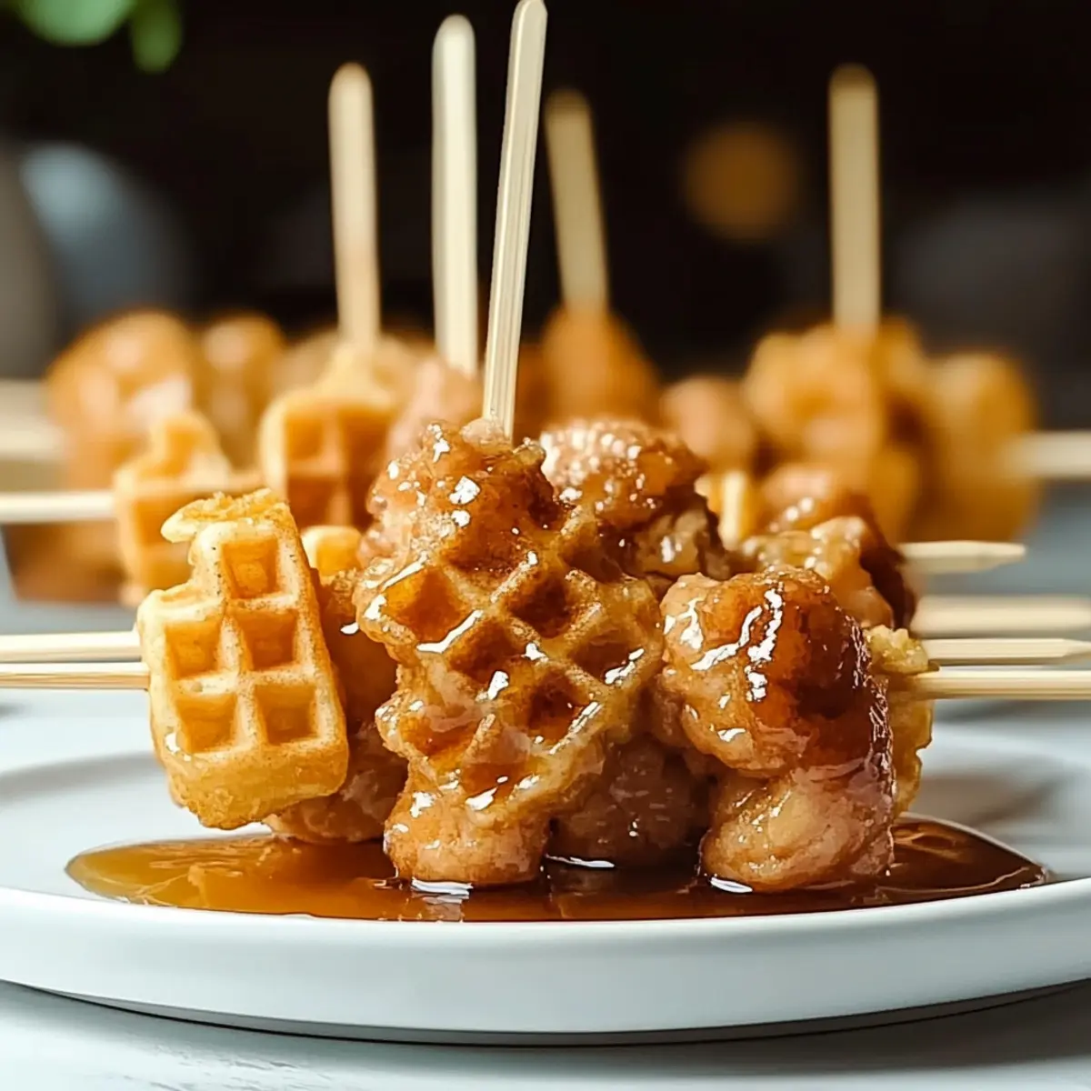 Savory Chicken and Waffle Skewers