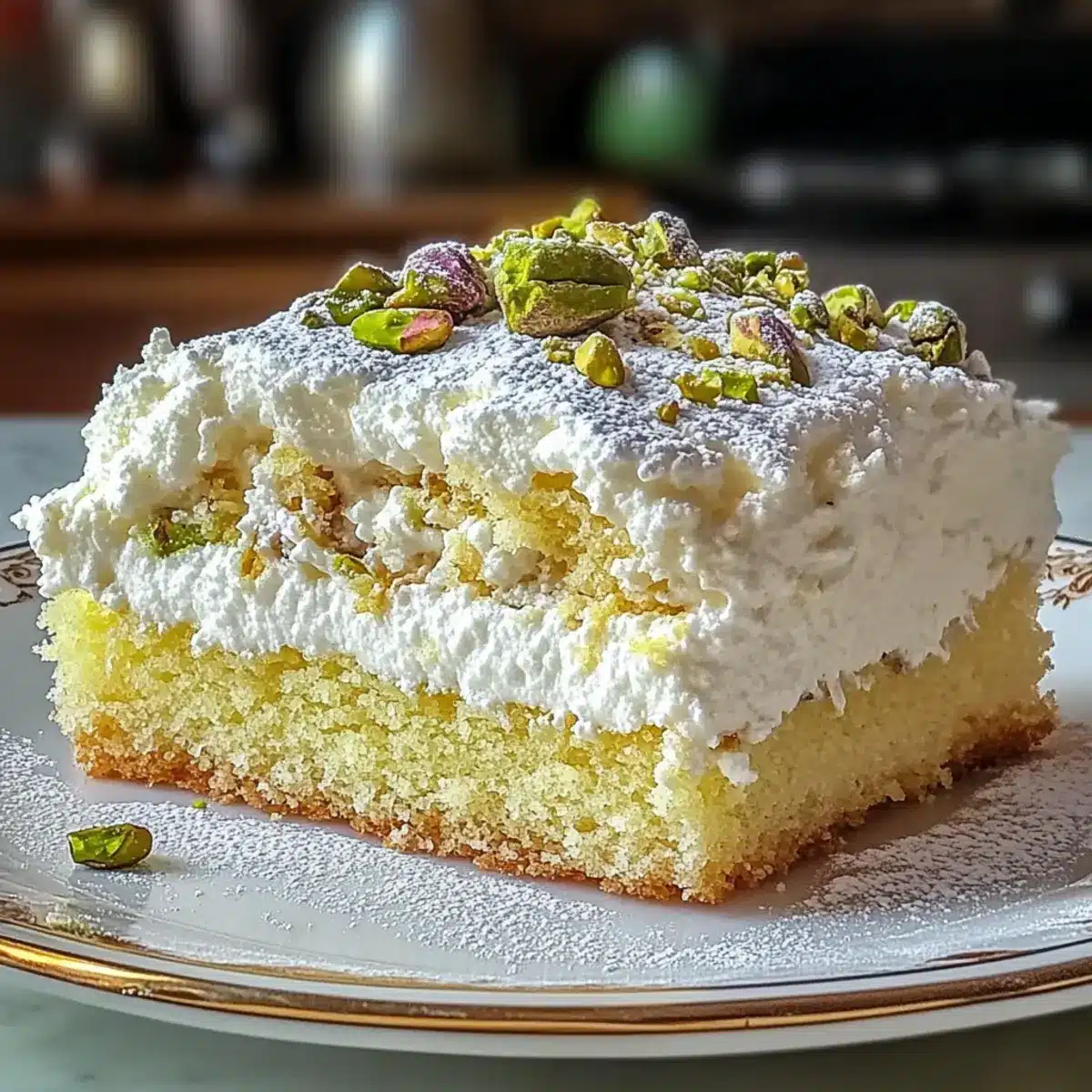 Lemon Pistachio Ricotta Cloud Cake
